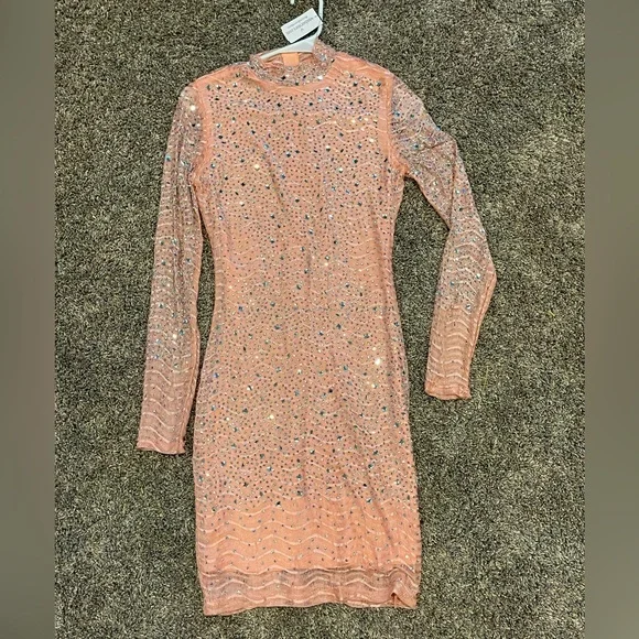 pink glitter dress windsor Glam Princess Lace-Up Sequin Mini Dress